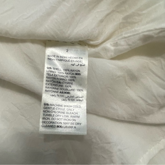 Chico’s Size 2 (12/14) Cream Boho Embroidered Beaded Peasant Top Long Sleeve - Picture 9 of 12